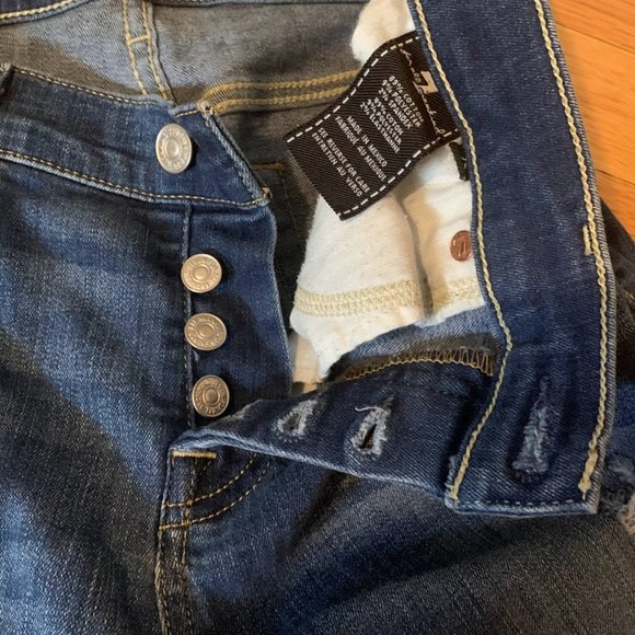 7 For All Mankind Josefina Skinny Boyfriend Button Fly Distressed Jeans Size 25 - Picture 5 of 11